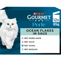 Purina Gourmet Perle Ocean Flakes in saus natvoer kat (12x85 g) 1 doos (12 x 85 g) Purina Gourmet Perle Ocean Flakes in saus natvoer kat (12x85 g) 1 doos (12 x 85 g)