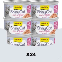 24x GimCat Kattenvoer Nat ShinyCat Filets in Bouillon Kip & Garnalen 70 gr product name