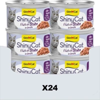 24x GimCat Kattenvoer Nat ShinyCat Filets in Bouillon Tonijn & Zalm 70 gr product name