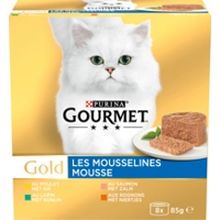 Gourmet Gold Mousse - Kip, Zalm, Niertjes, Konijn - 16 x 85 gram