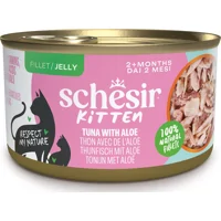 Schesir Kitten tonijn met aloe (jelly) natvoer kat (blikjes) 1 tray (12 x 85 g) Schesir Kitten tonijn met aloe (jelly) natvoer kat (blikjes) 1 tray (12 x 85 g)