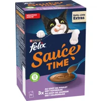 Felix Kattensnack Sauce Time Kip & Zalm 6x40 gr Felix Kattensnack Sauce Time Kip & Zalm 6x40 gr