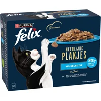 4x Felix Kattenvoer Nat Heerlijke Plakjes Gelei Vis Selectie Multipack 12x80 gr 4x Felix Kattenvoer Nat Heerlijke Plakjes Gelei Vis Selectie Multipack 12x80 gr