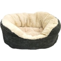 Rosewood hondenmand ovaal jumbo cord pluche grijs / creme 81,5 cm