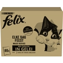 Purina Felix Elke Dag Feest Mix Selectie met tonijn, kabeljauw, rund, kip in gelei natvoer kat (80x85 g) 1 doos (80 stuks)