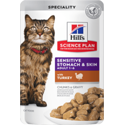 Hill's Science Plan Sensitive Stomach & Skin Adult met kalkoen natvoer kat 12 x 85 gr