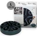 Eat Slow Live Longer Anti-schrok Voerbak Rond Grijs 30 cm