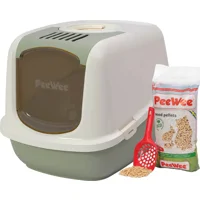 PeeWee EcoDome - Kattenbak - Startpakket Salie-Groen/Creme PeeWee EcoDome - Kattenbak - Startpakket Salie-Groen/Creme